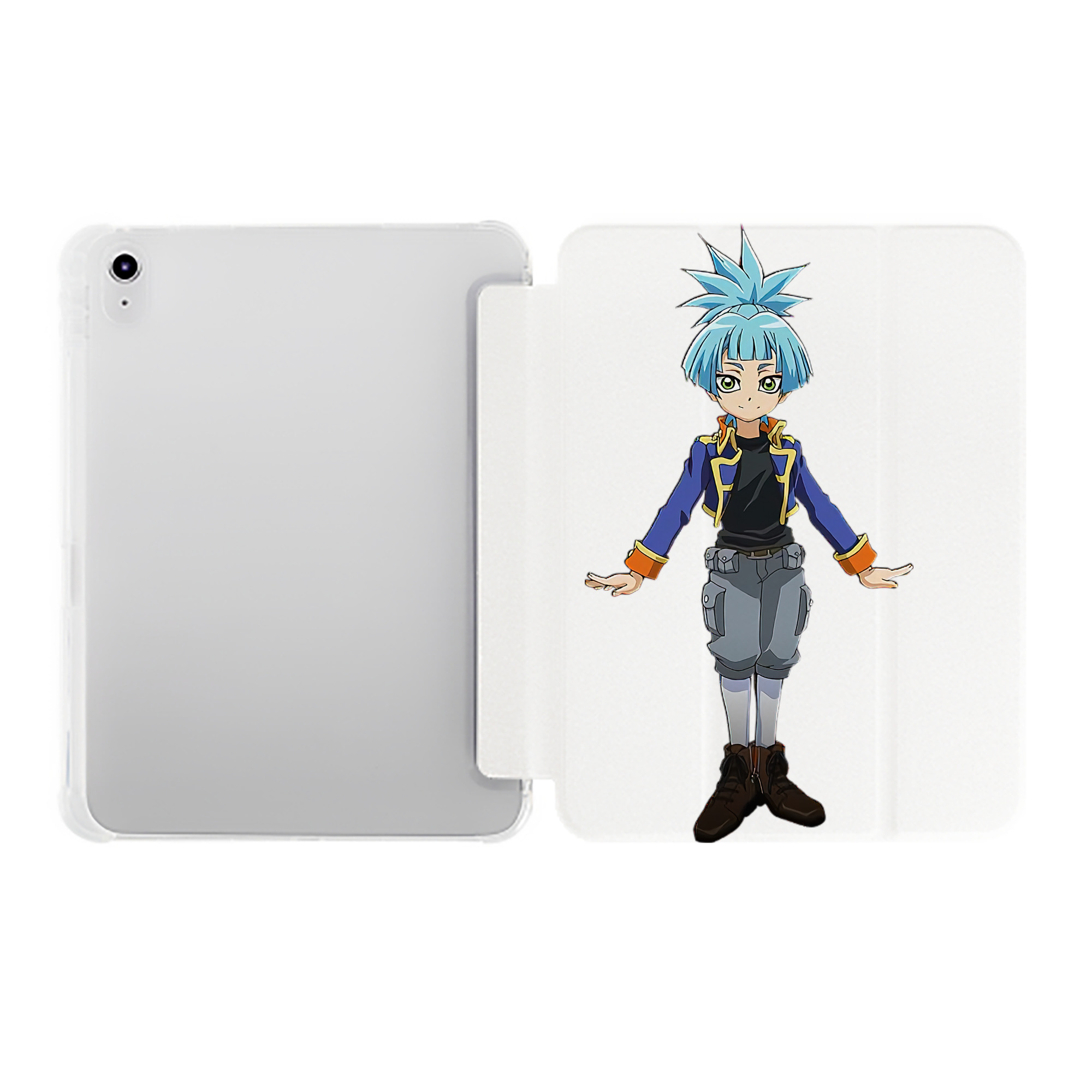 （画像用） 遊☆戯☆王 Yu-Gi-Oh! IPad ケース ペン収納付き 三つ折りスタンド PUレザー×シリコン 対応機種9.5/10.5/10.9インチ